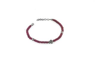 BRACCIALE ANCORA AGATA BORDEAUX IN ARGENTO 925°/°°