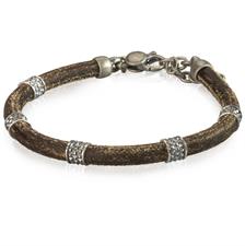 BRACCIALE RONDELLE BORCHIE ARGENTO 925°/°°PELLE