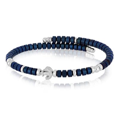 BRACCIALE ARMONICO ANCORA ARGENTO 925°/°°EMATITE BLU