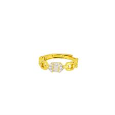 ANELLO DORATO TRAVERTINA ZIRCONE TAGLIO BAGUETTE IN ARGENTO 925°/°°