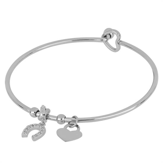 BRACCIALE MANETTA SILVER CON FERRO DI CAVALLO PAVE' IN ACCIAIO