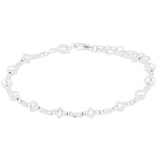 BRACCIALE PALLINI DIAMANTATI E RONDELLA IN ARGENTO 925°/°°