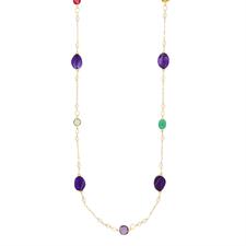 COLLANA AMETISTA PERLE E ZIRCONI COLORATI IN ARGENTO 925°/°°