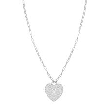 COLLANA CUORE BIG ZIRCONATO E CATENA OVALINA IN ARGENTO 925°/°°