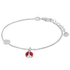 BRACCIALE CUORE E COCCINELLA SMALTATA IN ARGENTO 925°/°°