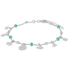 BRACCIALE CAPRI SOGGETTI MARINI E RONDELLE SMALTATE ARGENTO 925°/°°