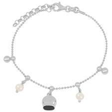 BRACCIALE PALLINI CAMPANELLA E MADREPERLA SMALTATA IN ARGENTO 925/°°