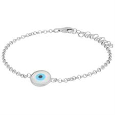 BRACCIALE GRANDE OCCHIO MADREPERLA 10MM IN ARGENTO 925°/°°