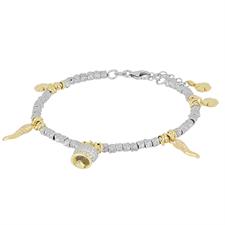 BRACCIALE RONDELLE CON CORNO E CAMPANELLA PAVE IN ARGENTO 925°/°°