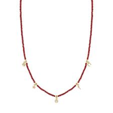 COLLANA PIETRINE COLORATE E SOGGETTI SCARAMANTICI IN ARGENTO 925°/°°