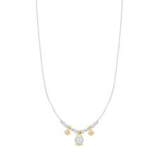 COLLANA RONDELLE QUADRIFOGLI CAMPANELLA PAVE IN ARGENTO 925°/°°