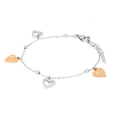 BRACCIALE FORZATINA CON CUORI PENDENTI IN ACCIAIO