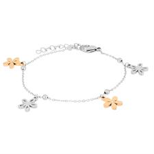 BRACCIALE FORZATINA CON FIORI PENDENTI IN ACCIAIO