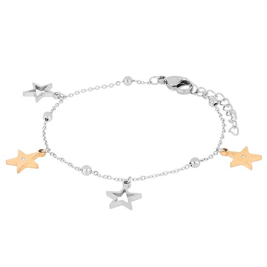 BRACCIALE FORZATINA CON STELLE PENDENTI IN ACCIAIO