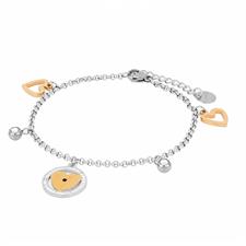 BRACCIALE ROLLO CON TONDONI CUORE IN ACCIAIO