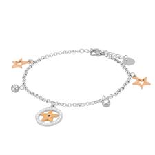 BRACCIALE ROLLO CON TONDONI STELLE IN ACCIAIO