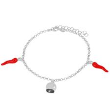 BRACCIALE CON DUE CORNI E CAMPANELLA IN ARGENTO 925°/°°