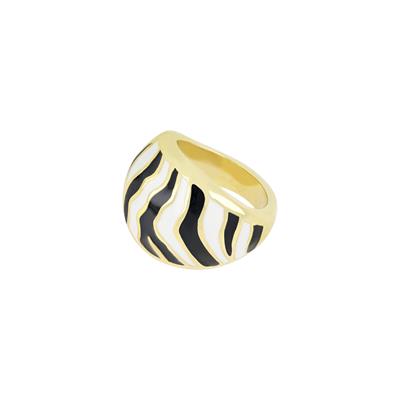 ANELLO SMALTO ZEBRA IN ARGENTO 925°/°°