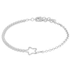 BRACCIALE STELLA FILO CATENA META' ZIRCONI E ROLLO ARGENTO 925°/°°