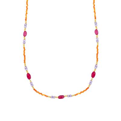 COLLANA GIADA PORPORA E SPINELLO VIOLA E ARANCIONE ARGENTO 925°/°°