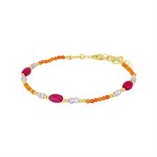 BRACCIALE GIADA PORPORA E SPINELLO VIOLA E ARANCIONE ARGENTO 925°/°°