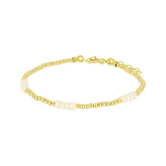 BRACCIALE PALLINI IN METALLO E PERLE DI FIUME ARGENTO 925°/°°