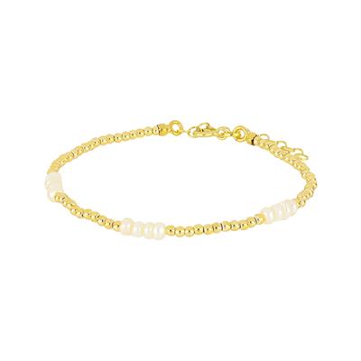 BRACCIALE PALLINI IN METALLO E PERLE DI FIUME ARGENTO 925°/°°