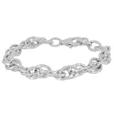 BRACCIALE MAGLIE LAVORATE INTRECCIATE IN ARGENTO 925°/°°