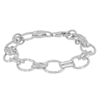 BRACCIALE MAGLIE LISCE E LAVORATE INTRECCIATE IN ARGENTO 925°/°°