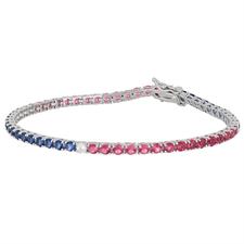 BRACCIALE TENNIS 3 COLORI ROSA BLU E ZIRCONE BIANCO 3MM