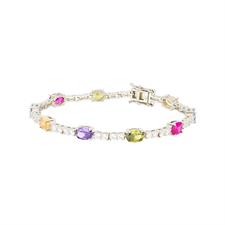 BRACCIALE TENNIS CON ZIRCONI OVALI MULTICOLOR IN ARGENTO 925°/°°