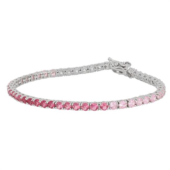 BRACCIALE TENNIS 3MM SFUMATO GRADAZIONI ROSA IN ARGENTO 925°/°°