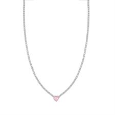 COLLANA TENNIS MORBIDA CON CUORE ZIRCONATO IN ARGENTO 925°/°°