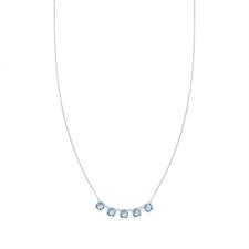 COLLANA CINQUE PIETRE QUADRATE ZIRCONI IN ARGENTO 925°/°°