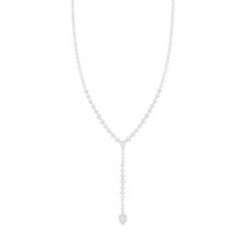 COLLANA TENNIS SCALARE CON GOCCIA PENDENTE IN ARGENTO 925°/°°