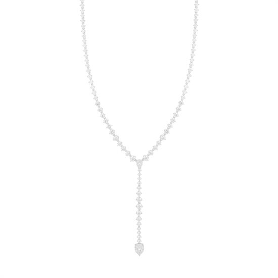 COLLANA TENNIS SCALARE CON GOCCIA PENDENTE IN ARGENTO 925°/°°