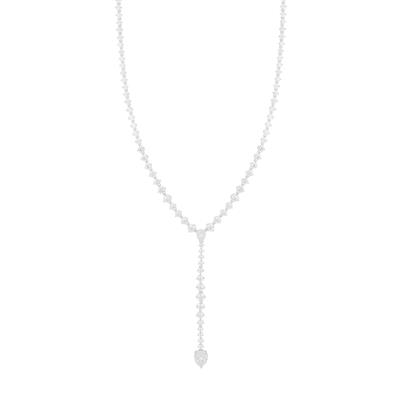 COLLANA TENNIS SCALARE CON GOCCIA PENDENTE IN ARGENTO 925°/°°