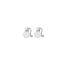 ORECCHINO CLIPS SHELL MILKY ROTONDE ZIRCONE E ARGENTO 925°/°°