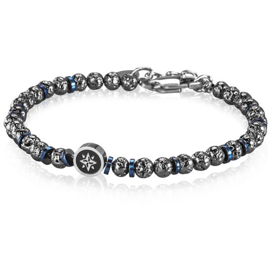 BRACCIALE  RDV EMATITE MARTELLATA E RONDELLE ACCIAIO