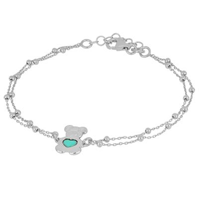 BRACCIALE ORSETTO CON CUORE SMALTATO IN ARGENTO 925°/°°