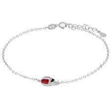 BRACCIALE BIMBO COCCINELLA SMALTO ZIRCONI ARGENTO 925°/°°