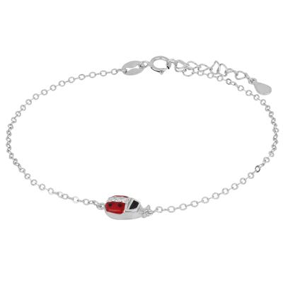 BRACCIALE BIMBO COCCINELLA SMALTO ZIRCONI ARGENTO 925°/°°