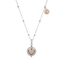 COLLANA CHIAMA ANGELI TONDINO CON CUORE BICOLOR IN ACCIAIO