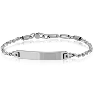 BRACCIALE BARRETTA ZIRCONI E MAGLIA CORDA ACCIAIO