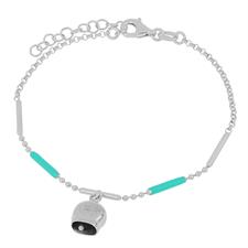 BRACCIALE ROLLO BACCHETTINE CAMPANELLA PENDENTE IN ARGENTO 925°/°°