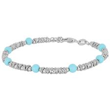 BRACCIALE CON RONDELLE DIAMANTATE E PERLINE IN ARGENTO 925°/°°