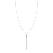 COLLANA A Y FILO ZIRCONI CON OVALE COLOR IN ARGENTO 925°/°°