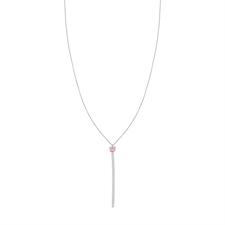 COLLANA A Y FILO ZIRCONI CON CUORE COLOR IN ARGENTO 925°/°°