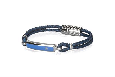 BRACCIALE TARGHETTA BLU E TRECCIA BLU IN ACCIAIO