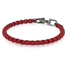 BRACCIALE CATENA IN ACCIAIO GOMMATO ROSSO